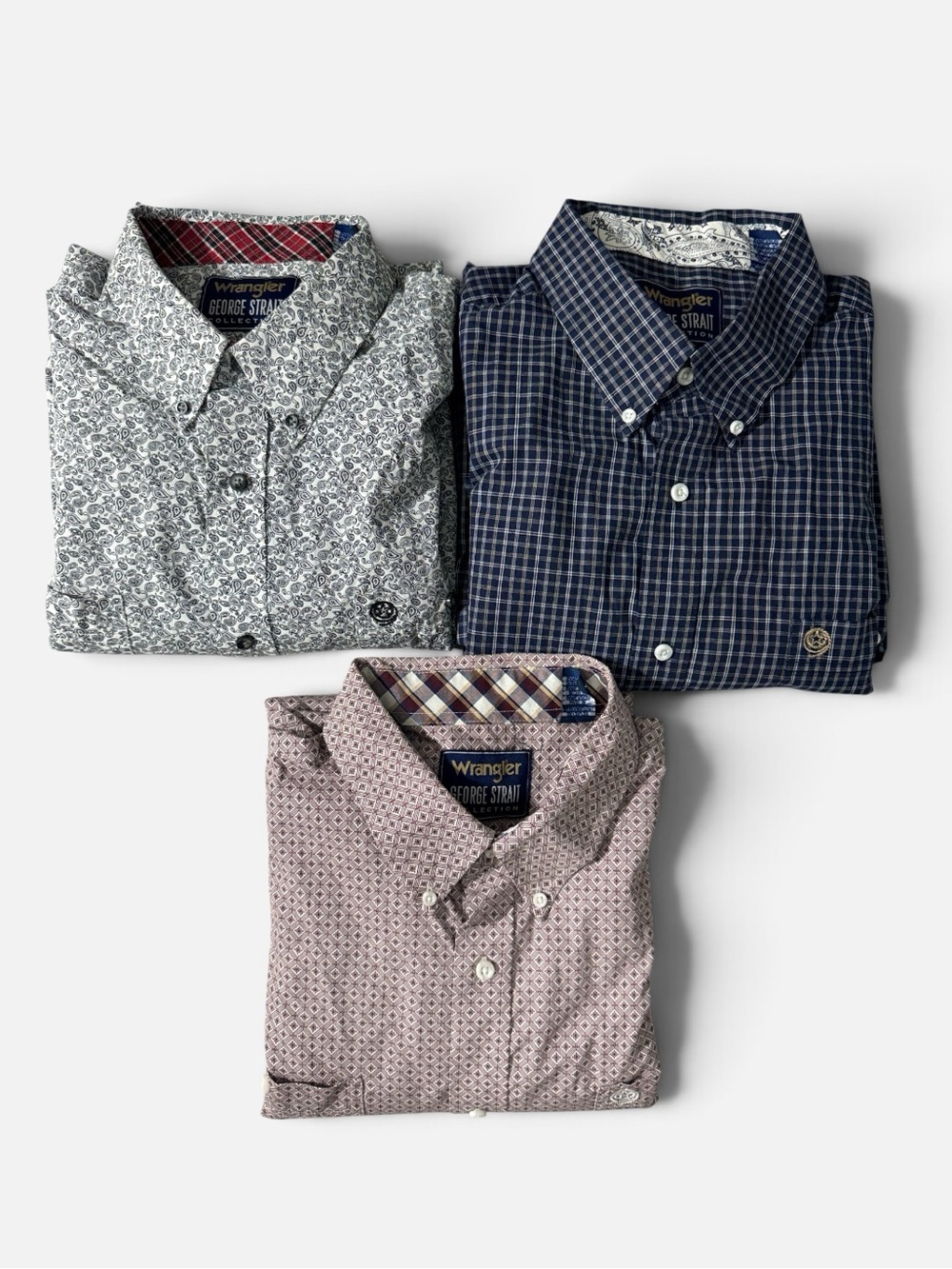 (Lot of 3) Wrangler George Strait mens 3XB Big button up casual shirt EUC